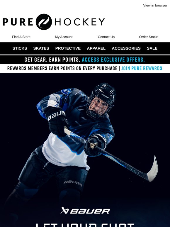 NOW AVAILABLE🏒 Get Your New Bauer Vapor FLYLITE Stick & Supercharge Your Shot
