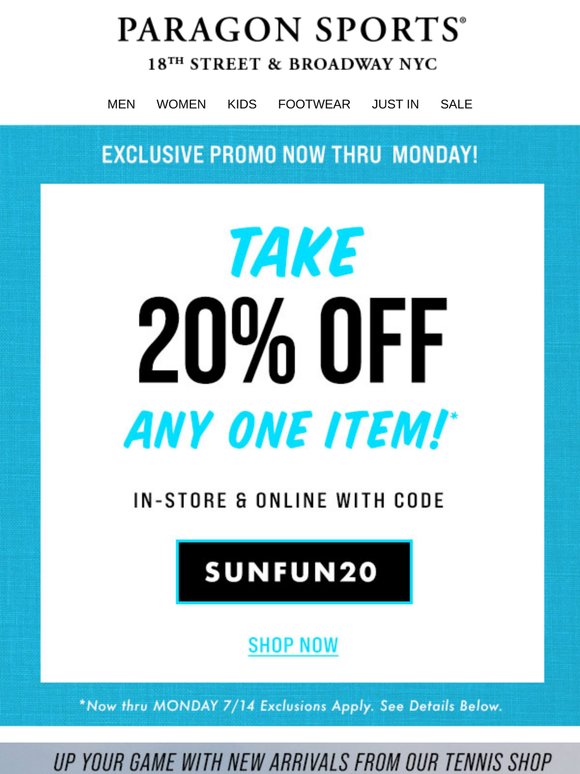 20% Off Promo Starts Today! Gear Up for Summer Fun!
