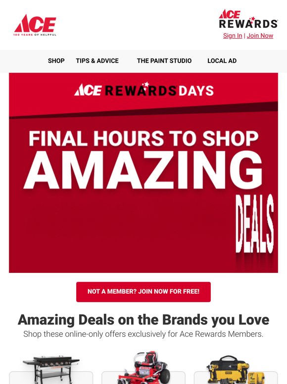Hours Left for Ace Rewards Days Deals ⏳
