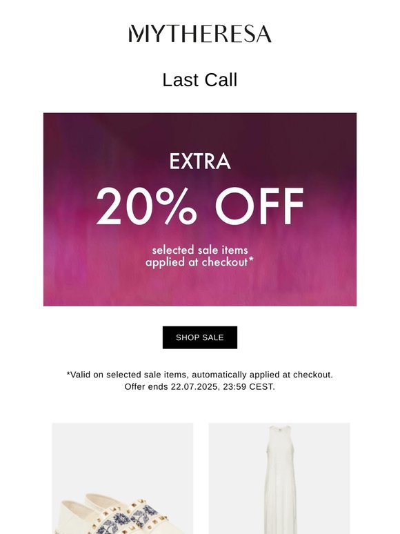 Act fast: Extra 20% off selected sale items