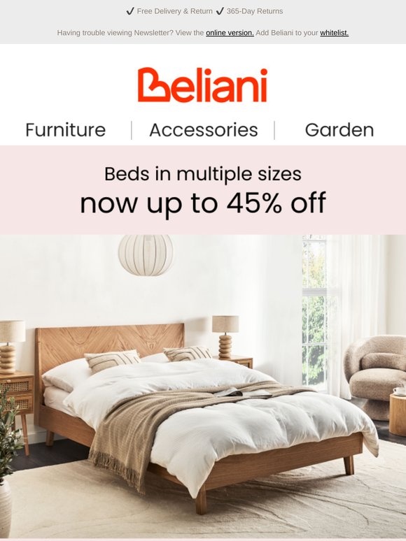 Up to 45% OFF beds in all sizes 🛏️✨