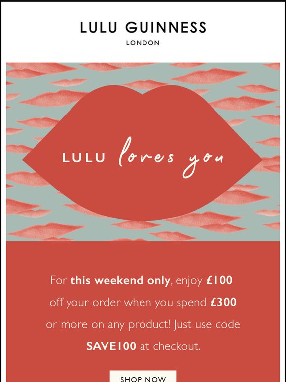 Enjoy £100 off orders over £300 💋 Use code SAVE100