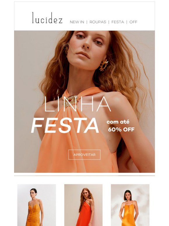 —, LINHA FESTA com até 60% de desconto | Lucidez