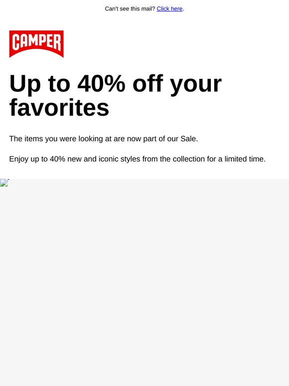 Hi —,  enjoy up to 40% off your favorite styles