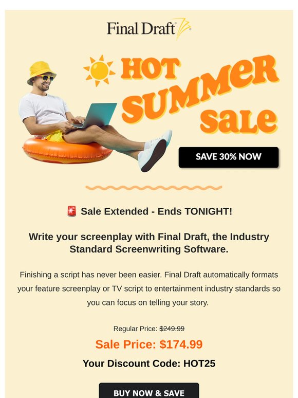 ENDS TONIGHT! Save on Final Draft 13 🎉