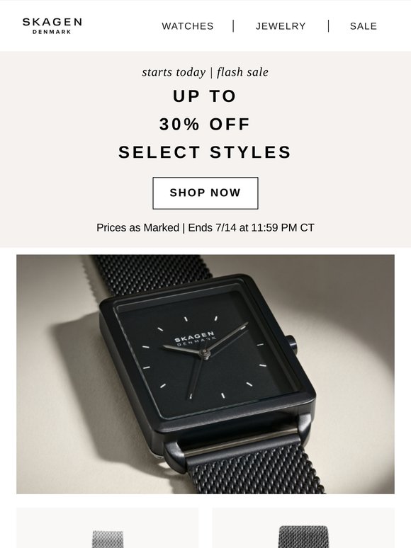 30% off flash sale starts today.