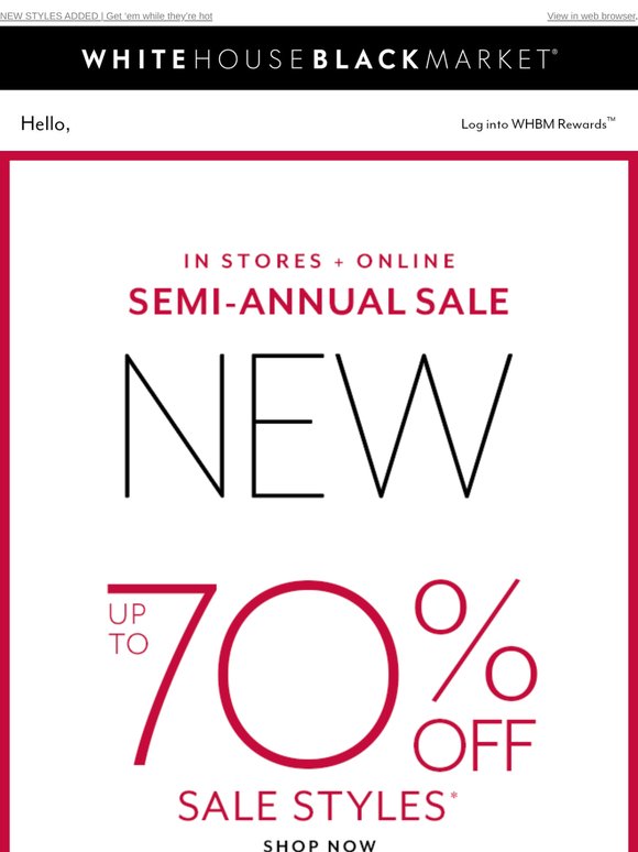 Up to 70% off sale is yours to shop