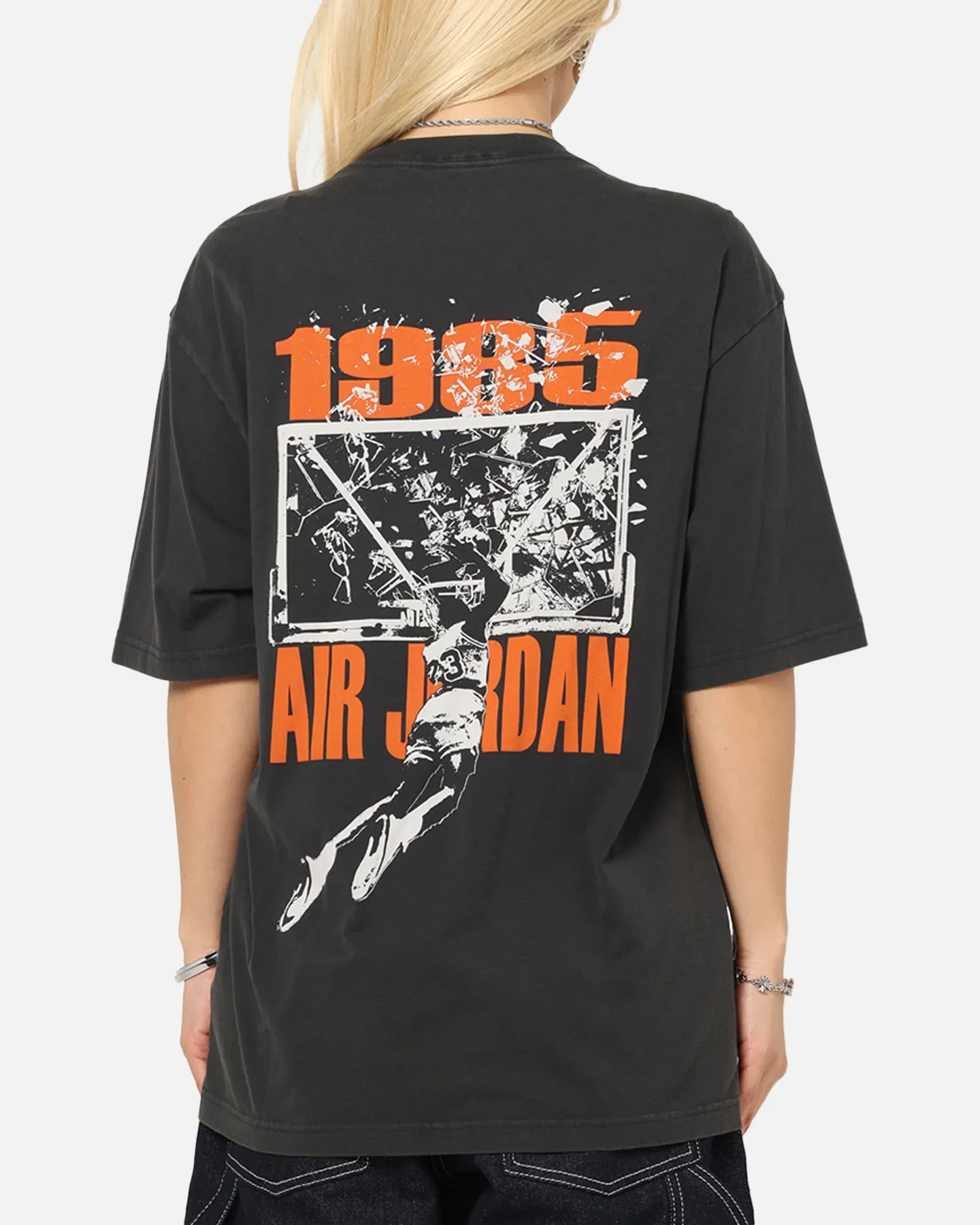 Image of Jordan Brooklyn Shattered Back Board Oversized Graphic T-Shirt Off Noir/Sail