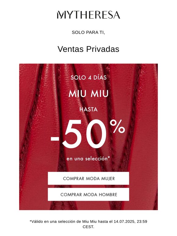 Solo para ti: hasta hasta -50% en Miu Miu