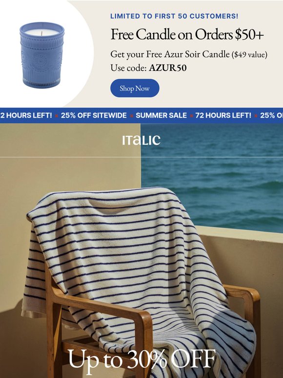 25% Off Everything & Free Candle