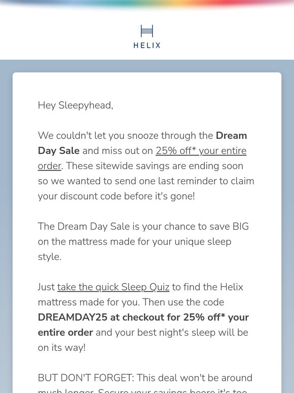Final Reminder: 25% OFF Dream Day Sale