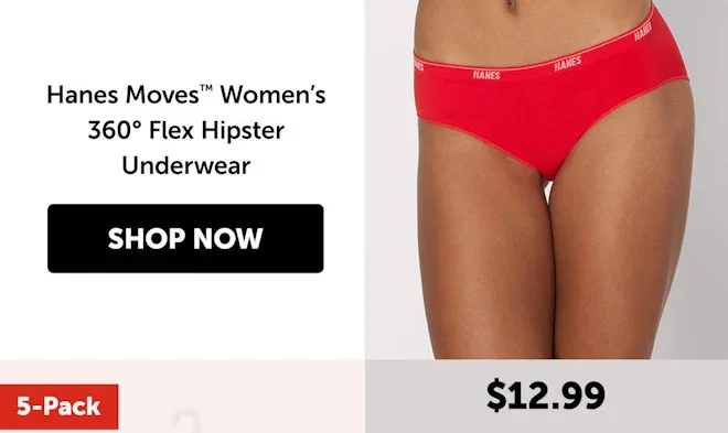 Hanes Moves Women’s 360° Flex Hipster Underwear, 3-Pack