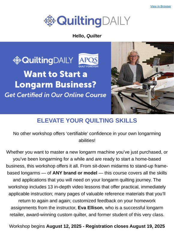 Master The Art of Longarm Quilting