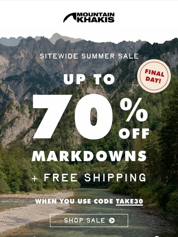 LAST CALL: 30% Off Sitewide + Up To 70% Off Markdowns