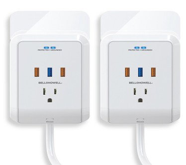 Bell & Howell Set of 2 Power Outlets w/ 6 Ports & Surge Protector