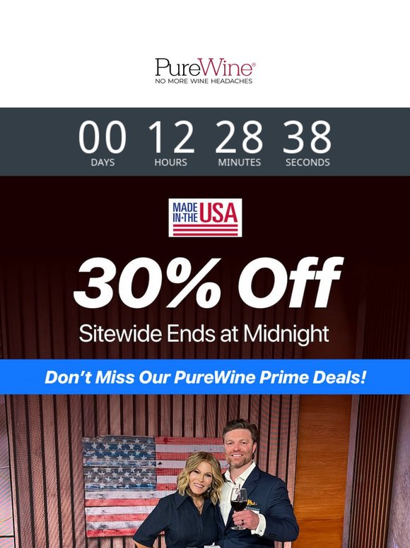 ⏰ 30% Off PureWine Prime Savings Ends @ Midnight!