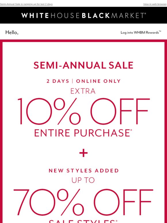 Now extra 10% off + up to 70% off sale styles