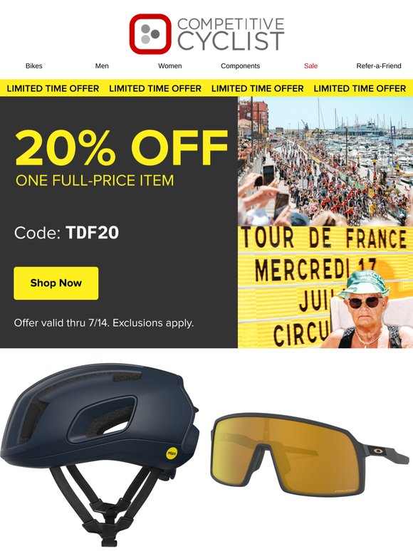 Upgrade your kit for the Tour with 20% off