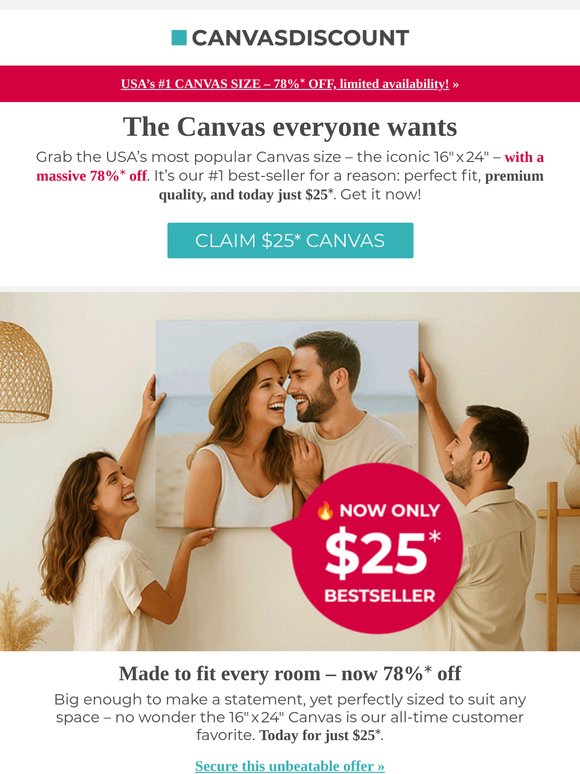 🔥 Our #1 Canvas deal – Now $25 (Limited!)