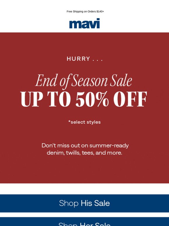 Ends Tomorrow: End of Season Sale