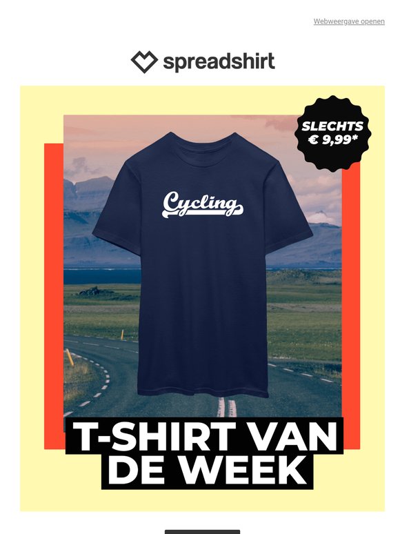 Laatste kans: € 9,99 voor het 🚲 fiets-T-shirt van de week