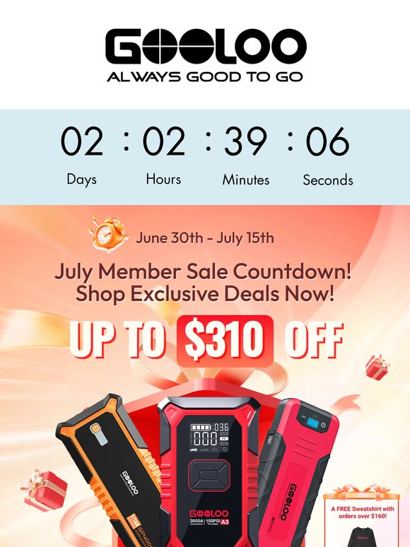 July Member Sale: Countdown LIVE!