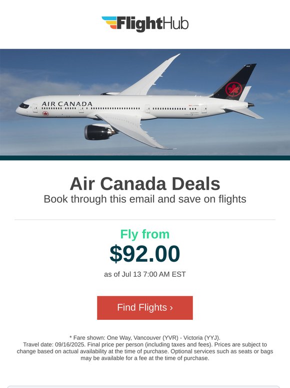 ✈ Air Canada Flights from  $92.00
