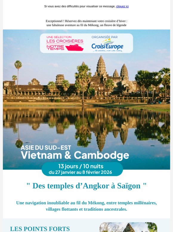 [CroisiEurope] D’Angkor à Saïgon, au fil du Mékong ! 🚢 cabines disponibles...