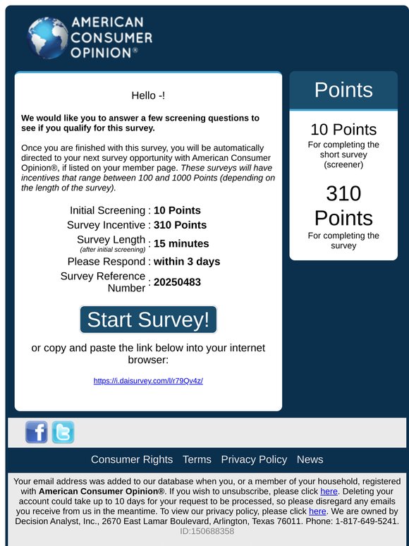 Reminder: Exciting New Survey!