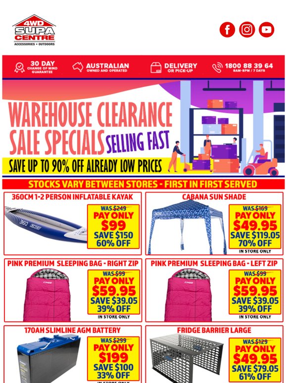 You Won’t Want to Miss This ‼️ Warehouse Clearance Sale Specials Selling Fast 😎 Save Up To 90% Off Already Low Prices 💪