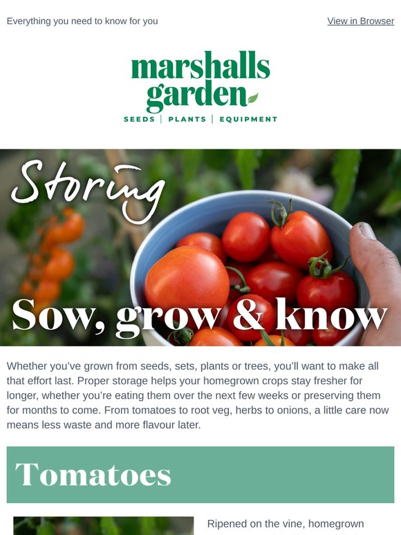 Sow, Grow & Know: Storing Your Harvests
