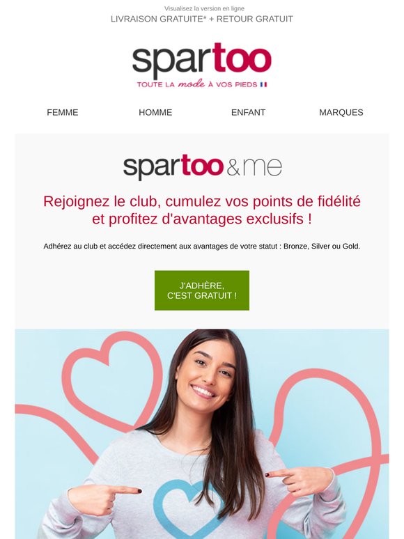 🔥 Soldes : Rejoignez le club Spartoo&me et profitez d’avantages exclusifs ❤️ C’est gratuit!