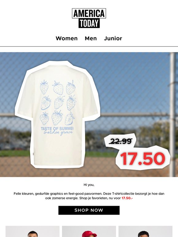 Summer tees voor 17,50 bring on the vibes