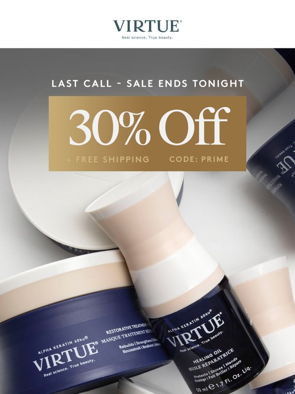 30% Off + Free Shipping Ends Tonight!