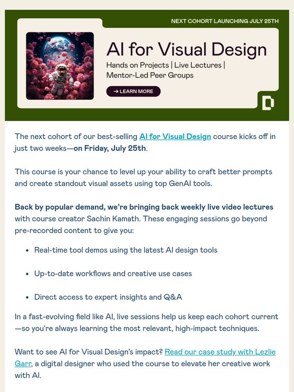 Live sessions are back in AI for Visual Design