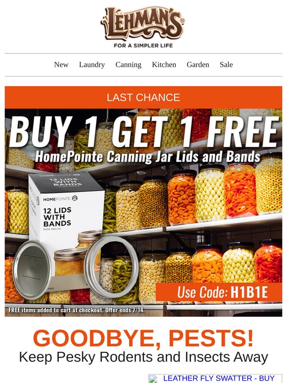 LAST CHANCE to BUY 1 GET 1 FREE! HomePointe Canning Jar Lids and Bands 😄