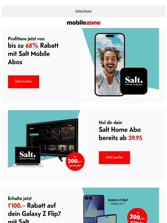 Spare bis zu 68% mit Salt Mobile