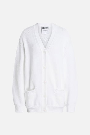 Weiße Strickjacke