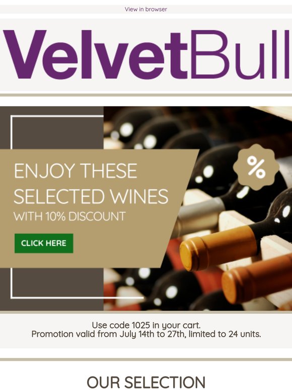 VelvetBull - 10% on selected wines