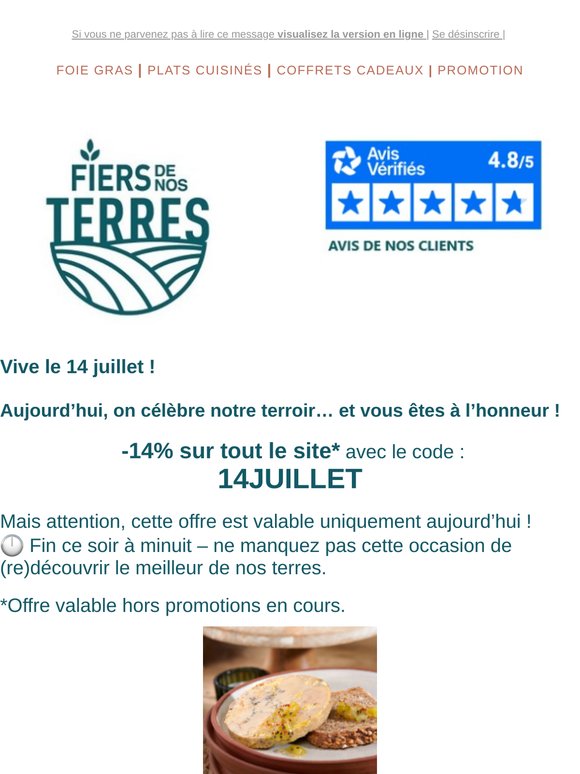 Vente flash spéciale 14 juillet