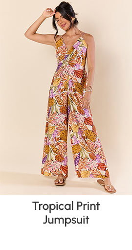 Lush Tropics Tropical Print Jumpsuit