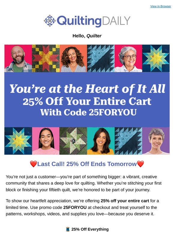 One More Day to Save 25%—Just for You!