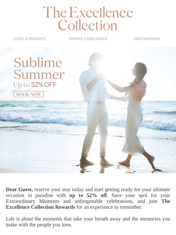 Celebrate on vacation with up to 52% off, Dear Guest