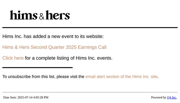 Hims Inc. - Hims & Hers Second Quarter 2025 Earnings Call