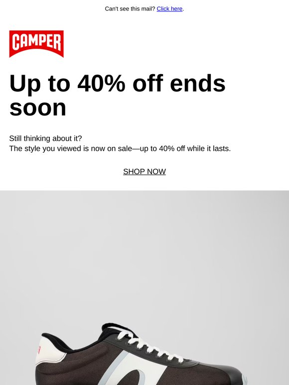 —, the shoes you viewed are up to 40% off