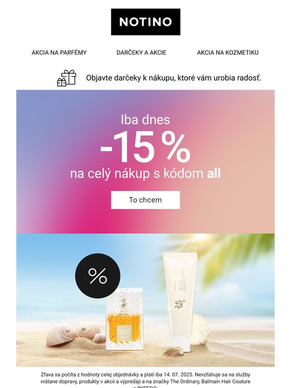 Len dnes: −15 % na celý nákup