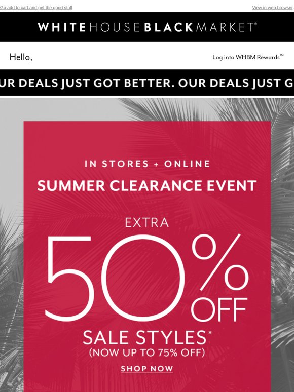 Up to 75% off sale styles starts today