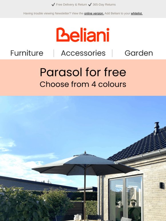 Parasol for free: pick from 4 colours ☀️⛱