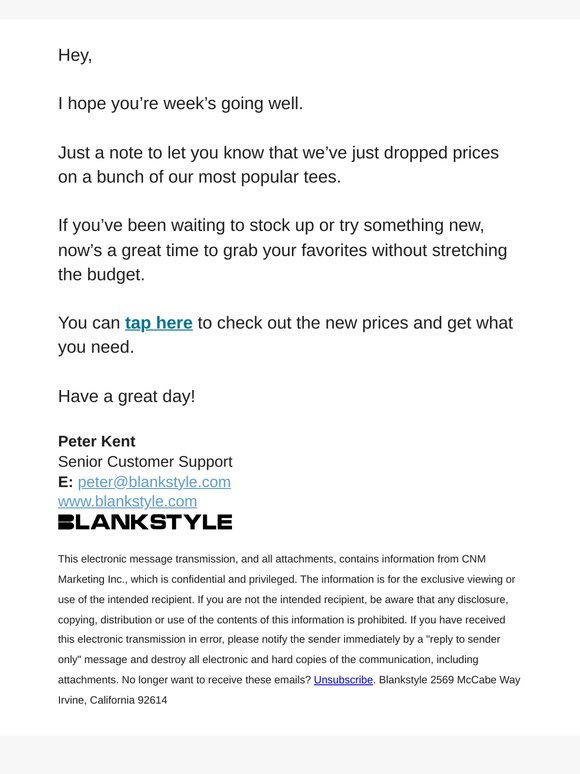 Price drop just now