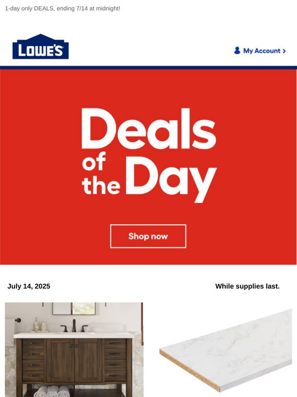 Shop 1 day online-only deals before they disappear.